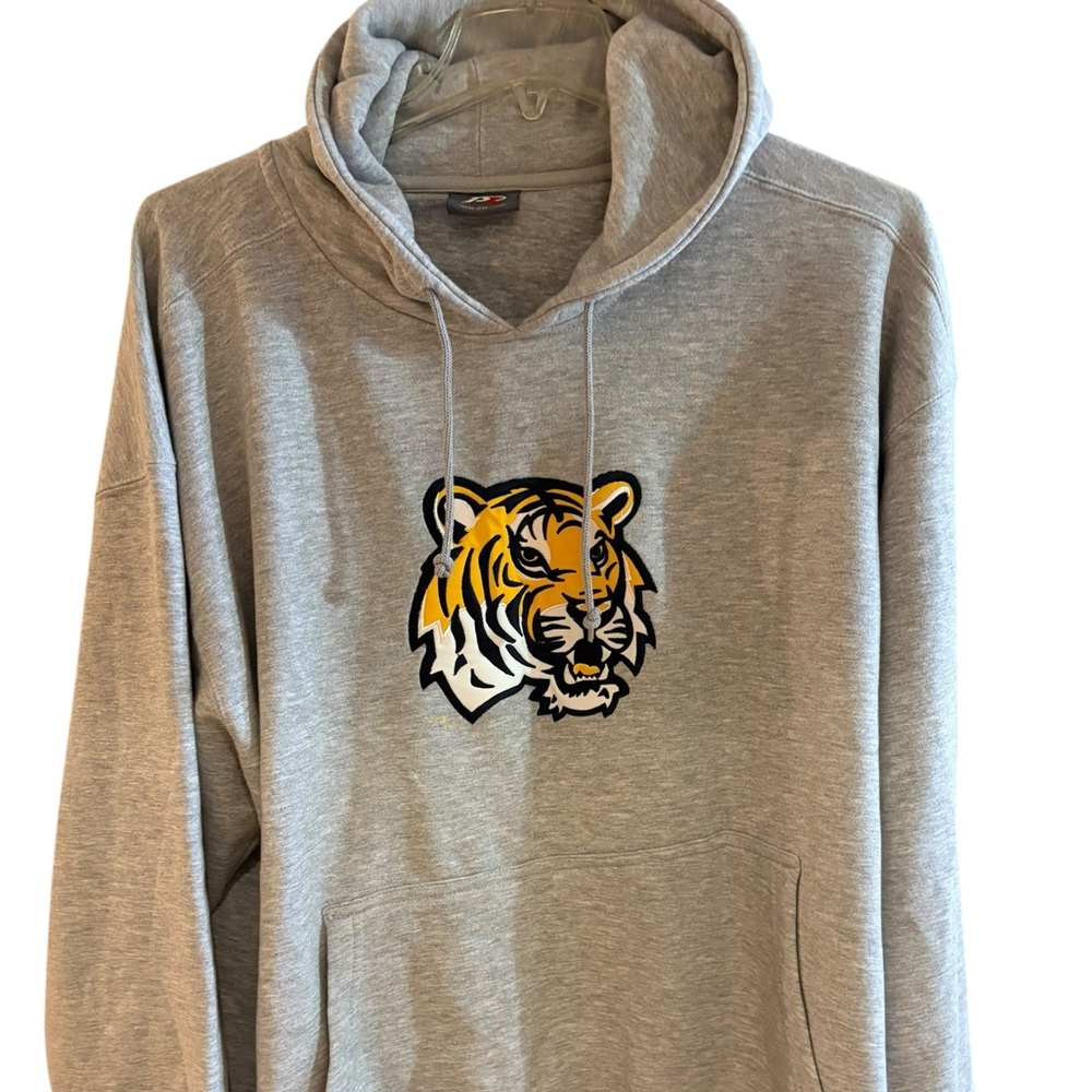 R2 Gray Hoodie with Tiger and Tiger Head Graphic